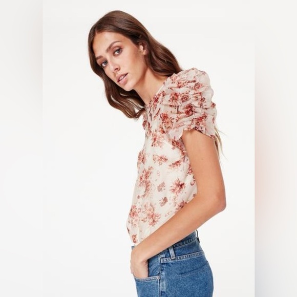 Cami NYC Louisa short sleeve silk floral bodysuit - Picture 3 of 9